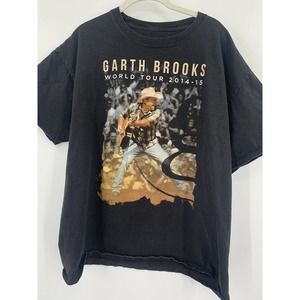 Garth Brooks Shirt Short Sleeve Crew Neck Concert Shirt Band Tee Black XL 2014